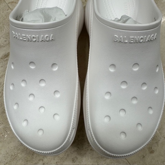 Balenciaga Rubber Crocs Mule Platform Clogs White🌸 - Picture 7 of 12
